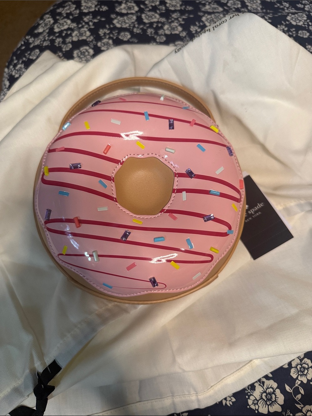 kate spade Pink Donut Crossbody Bag with Tan Trim